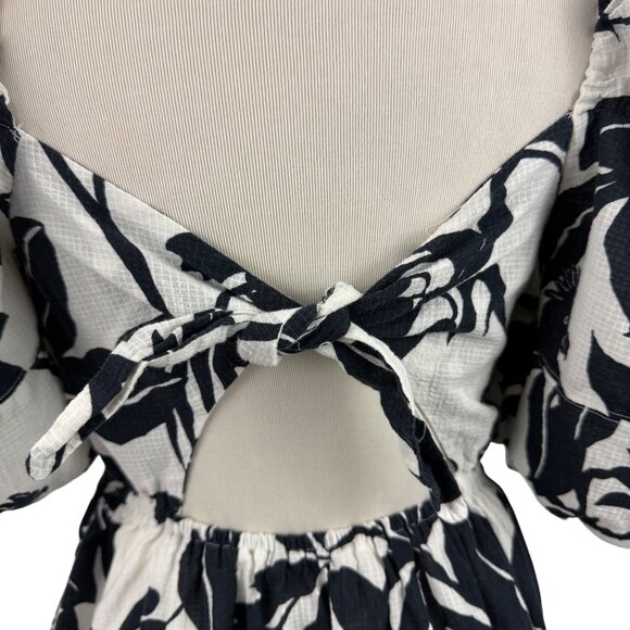 Maeve By Anthropologie Dress Women's Small Puff Sleeve Mini Back Bow Bird Print - Picture 4 of 16